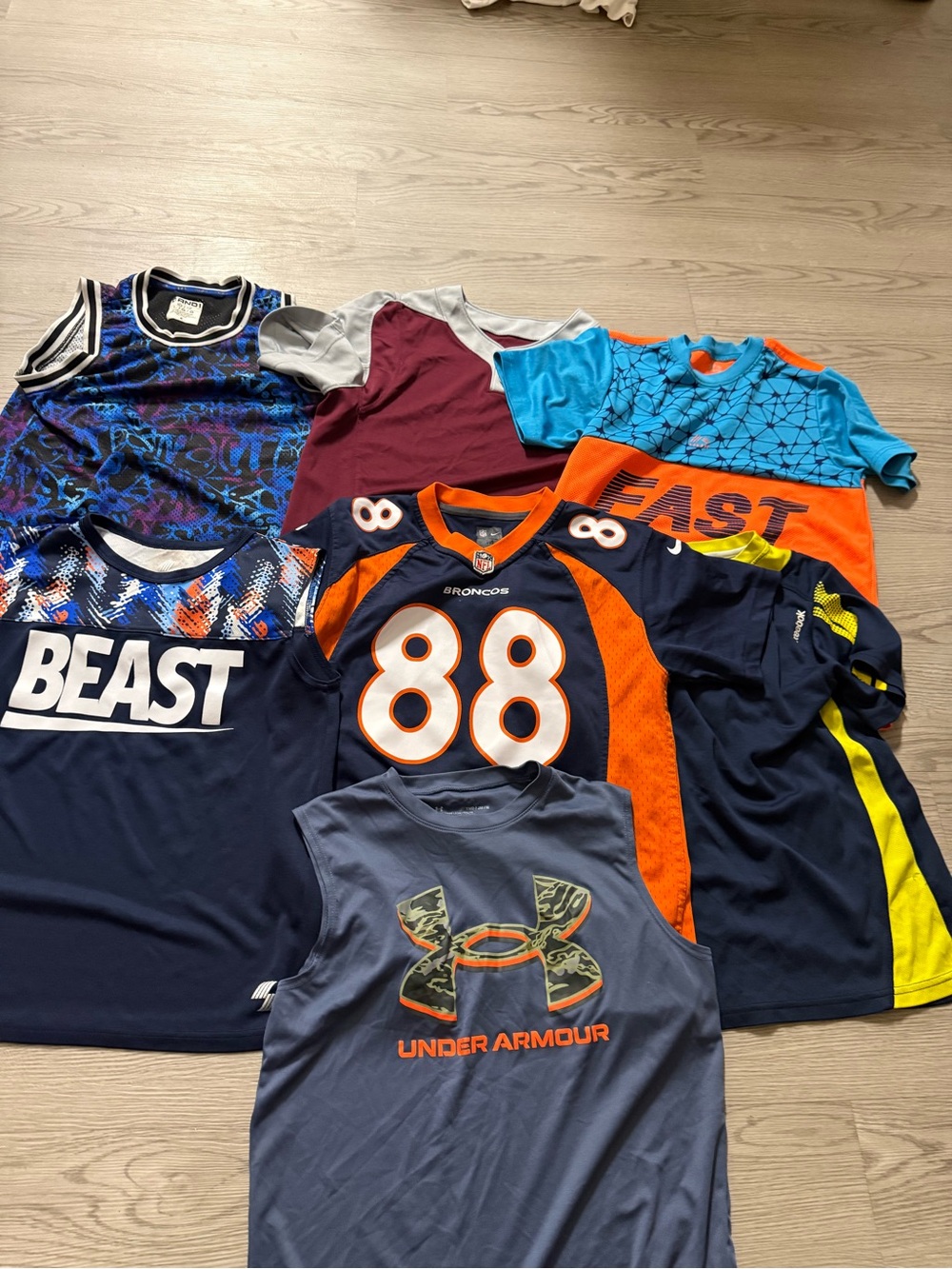 boys collection of athletic wear and sports jerseys Size 10-12